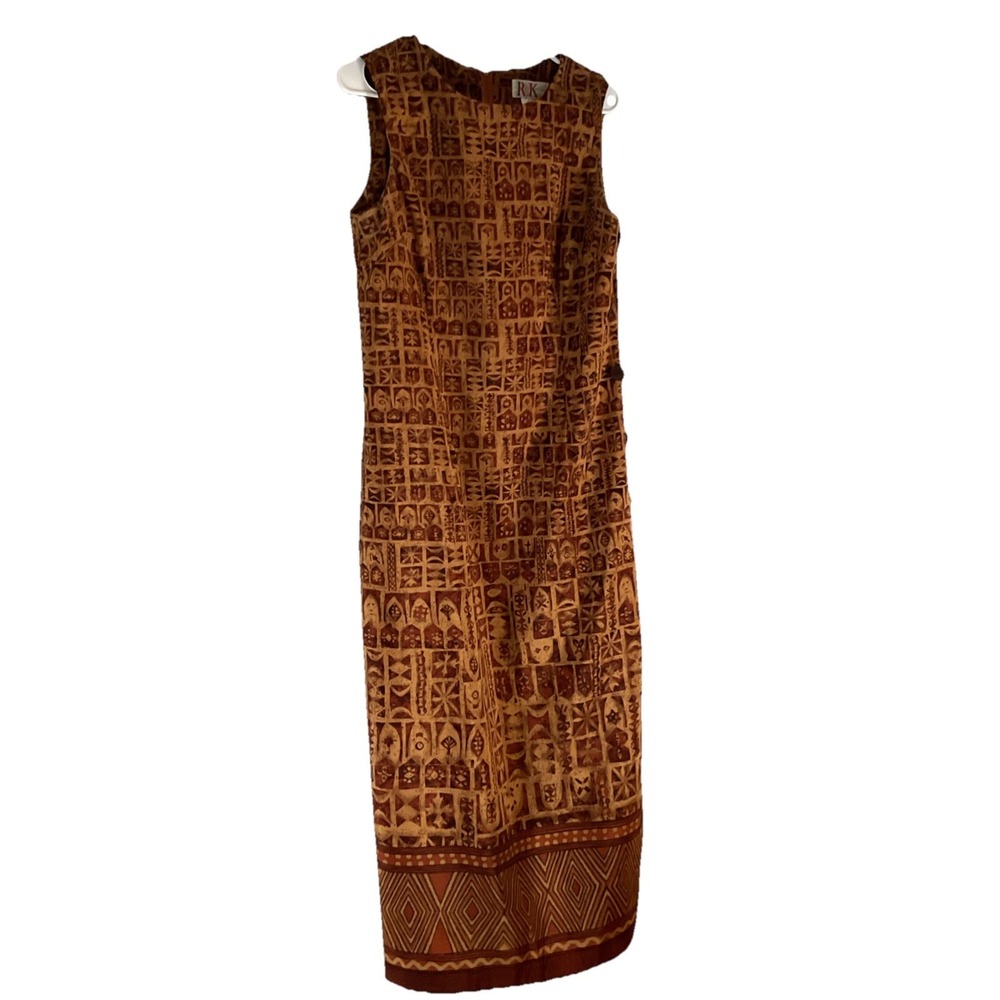 R&K Originals Island Style Long Maxi Sheath Dress Womens Zip‎ Back Size 10 F89